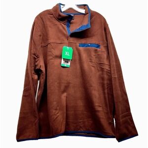 32 DEGREES Heat Mens 1/4 Snap Pullover Fleece Maroon Red Polyester XL